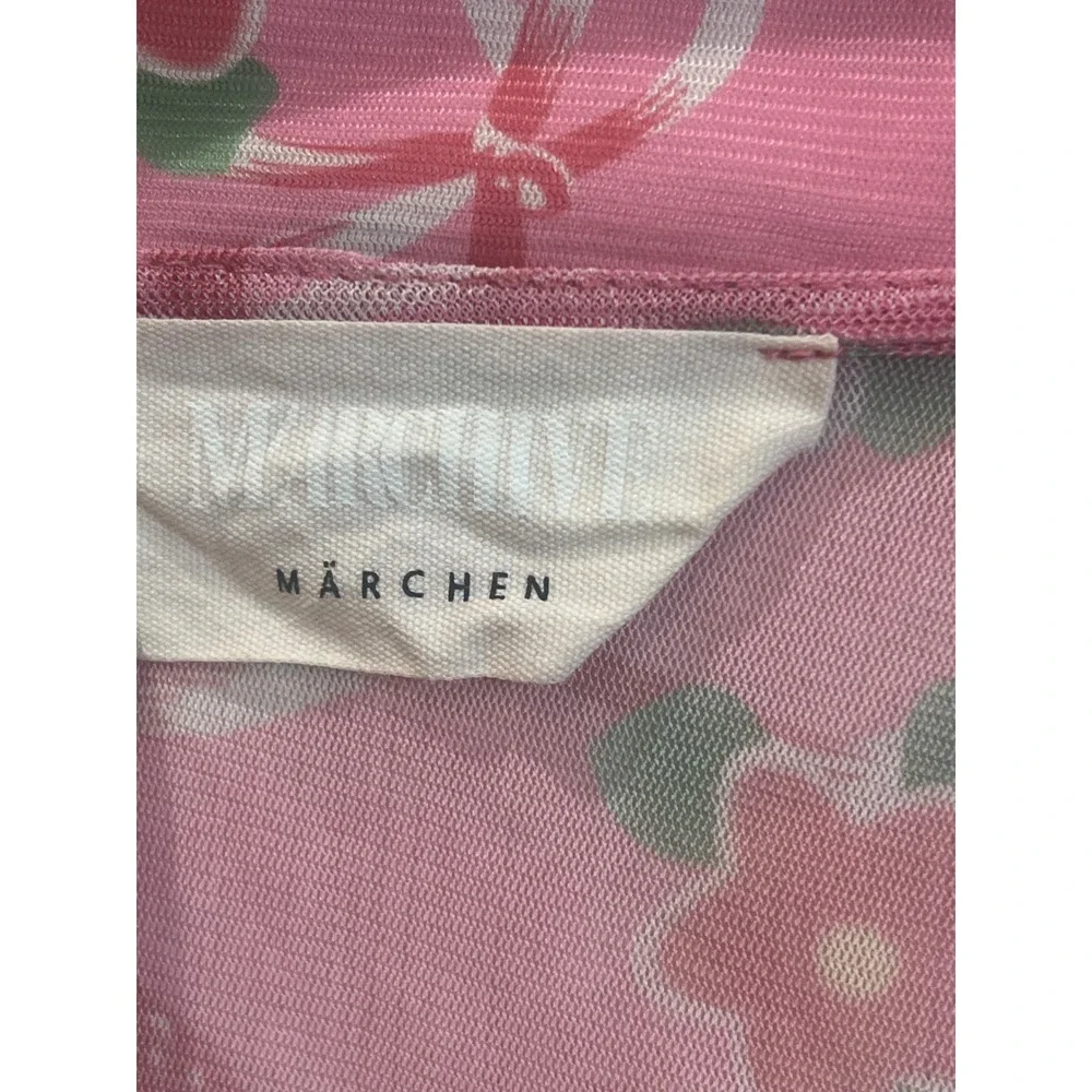 m.ARCHIVE Marchen Pink Strawberry‎ Floral Mesh Zipper Cutout Top M